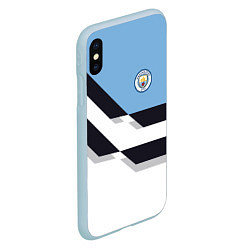 Чехол iPhone XS Max матовый Manchester City FC: White style, цвет: 3D-голубой — фото 2
