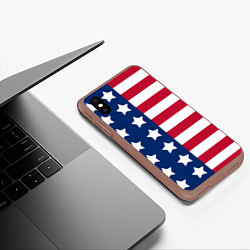 Чехол iPhone XS Max матовый USA Flag, цвет: 3D-коричневый — фото 2