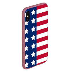 Чехол iPhone XS Max матовый USA Flag, цвет: 3D-малиновый — фото 2