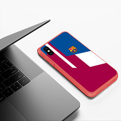 Чехол iPhone XS Max матовый FC Barcelona 2018, цвет: 3D-красный — фото 2