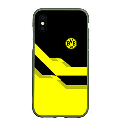 Чехол iPhone XS Max матовый BVB FC: Yellow style, цвет: 3D-темно-зеленый