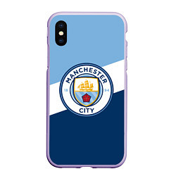 Чехол iPhone XS Max матовый FC Manchester City: Colors, цвет: 3D-светло-сиреневый