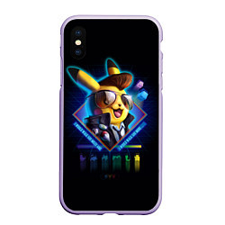 Чехол iPhone XS Max матовый Retro Pikachu, цвет: 3D-светло-сиреневый