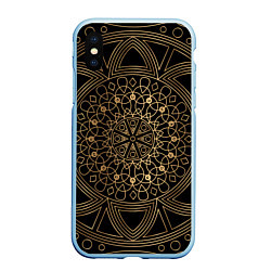 Чехол iPhone XS Max матовый Золотая мандала, цвет: 3D-голубой