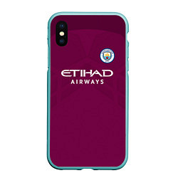 Чехол iPhone XS Max матовый Man City FC: Away 17/18, цвет: 3D-мятный