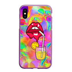 Чехол iPhone XS Max матовый Cocktail lips