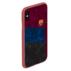Чехол iPhone XS Max матовый FC Barcelona: Dark polygons, цвет: 3D-красный — фото 2