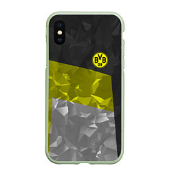 Чехол iPhone XS Max матовый BVB FC: Dark polygons, цвет: 3D-салатовый
