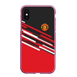 Чехол iPhone XS Max матовый Man UTD FC: Sport Line 2018, цвет: 3D-малиновый