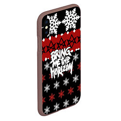 Чехол iPhone XS Max матовый Праздничный Bring Me the Horizon, цвет: 3D-коричневый — фото 2