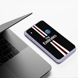 Чехол iPhone XS Max матовый PSG FC: Black 2018, цвет: 3D-светло-сиреневый — фото 2