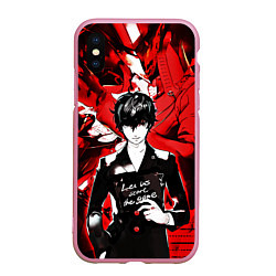 Чехол iPhone XS Max матовый Persona 5, цвет: 3D-розовый