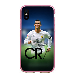 Чехол iPhone XS Max матовый CR7, цвет: 3D-розовый