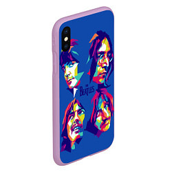 Чехол iPhone XS Max матовый The Beatles: Faces, цвет: 3D-сиреневый — фото 2