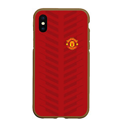 Чехол iPhone XS Max матовый Manchester United: Red Lines