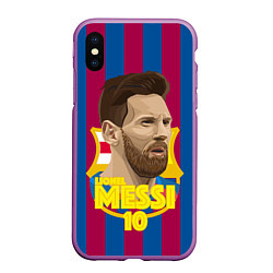 Чехол iPhone XS Max матовый FCB Lionel Messi, цвет: 3D-фиолетовый