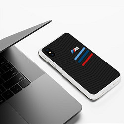 Чехол iPhone XS Max матовый BMW: M Tricolor Sport, цвет: 3D-белый — фото 2