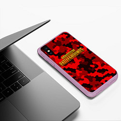 Чехол iPhone XS Max матовый PUBG: Red Mozaic, цвет: 3D-сиреневый — фото 2