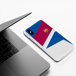 Чехол iPhone XS Max матовый FC Barcelona: Sport Geometry, цвет: 3D-белый — фото 2