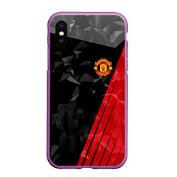 Чехол iPhone XS Max матовый FC Manchester United: Abstract, цвет: 3D-фиолетовый