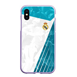 Чехол iPhone XS Max матовый FC Real Madrid: Abstract, цвет: 3D-светло-сиреневый