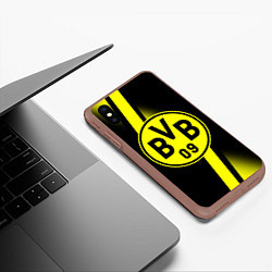 Чехол iPhone XS Max матовый FC Borussia Dortmund: Storm, цвет: 3D-коричневый — фото 2