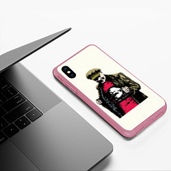 Чехол iPhone XS Max матовый Стильный Ленин, цвет: 3D-малиновый — фото 2