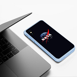 Чехол iPhone XS Max матовый NASA: Black Space, цвет: 3D-голубой — фото 2