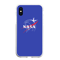 Чехол iPhone XS Max матовый NASA: Blue Space, цвет: 3D-белый