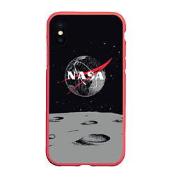 Чехол iPhone XS Max матовый NASA: Moon, цвет: 3D-красный