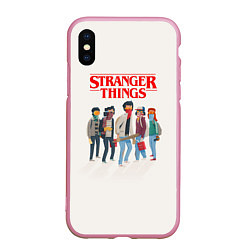 Чехол iPhone XS Max матовый Stranger Things Friends, цвет: 3D-розовый