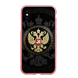 Чехол iPhone XS Max матовый Золотой Герб России