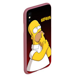 Чехол iPhone XS Max матовый Homer Genius, цвет: 3D-малиновый — фото 2