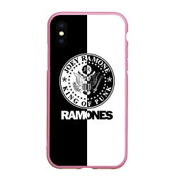 Чехол iPhone XS Max матовый Ramones B&W, цвет: 3D-розовый