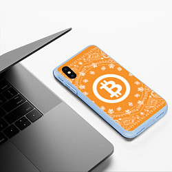 Чехол iPhone XS Max матовый Bitcoin Mandala, цвет: 3D-голубой — фото 2