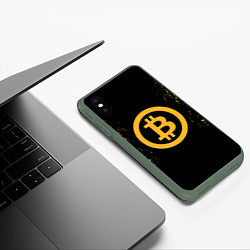 Чехол iPhone XS Max матовый Bitcoin Master, цвет: 3D-темно-зеленый — фото 2