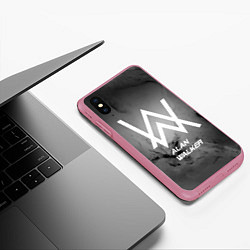 Чехол iPhone XS Max матовый Alan Walker: Black Side, цвет: 3D-малиновый — фото 2