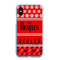 Чехол iPhone XS Max матовый The Beatles: New Year, цвет: 3D-голубой