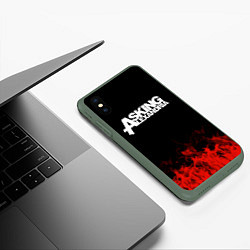 Чехол iPhone XS Max матовый Asking Alexandria: Flame, цвет: 3D-темно-зеленый — фото 2