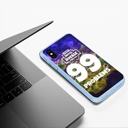 Чехол iPhone XS Max матовый Fortnite: 99 Problems, цвет: 3D-голубой — фото 2