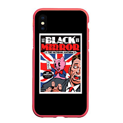 Чехол iPhone XS Max матовый Black Mirror: Pig Poster, цвет: 3D-красный