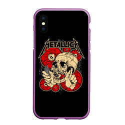Чехол iPhone XS Max матовый Metallica Skull, цвет: 3D-фиолетовый