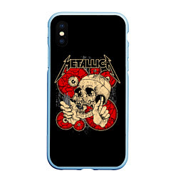 Чехол iPhone XS Max матовый Metallica Skull, цвет: 3D-голубой