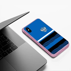 Чехол iPhone XS Max матовый Герб РФ: Голубой стиль, цвет: 3D-розовый — фото 2