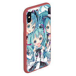 Чехол iPhone XS Max матовый Hatsune Miku, цвет: 3D-красный — фото 2