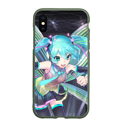 Чехол iPhone XS Max матовый Vocaloid, цвет: 3D-темно-зеленый