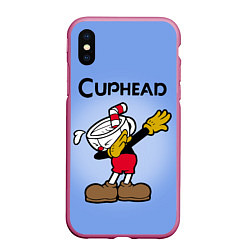 Чехол iPhone XS Max матовый Cuphead Dab, цвет: 3D-малиновый