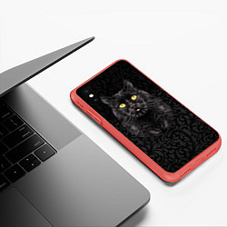 Чехол iPhone XS Max матовый Чёрный котик, цвет: 3D-красный — фото 2