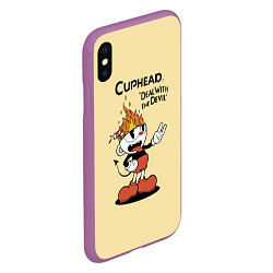 Чехол iPhone XS Max матовый Cuphead: Flame Mugman, цвет: 3D-фиолетовый — фото 2