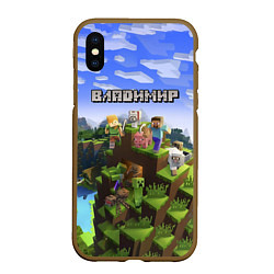 Чехол iPhone XS Max матовый Майнкрафт: Владимир, цвет: 3D-коричневый